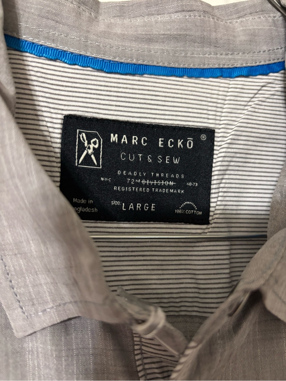 Marc Ecko Cut & Sew Gray Short Sleeve Snap Shirt - L - Picture 3 of 10